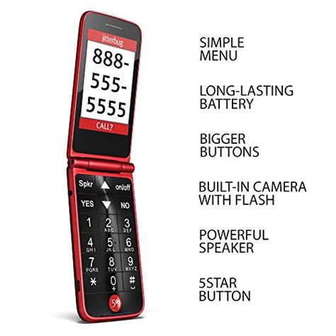 Jitterbug Flip Easy To Use Cell Phone For Seniors Red By Greatcall Buy Online In United Arab