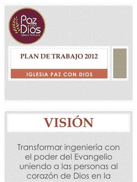 Plan De Trabajo 2012 De La Iglesia Cristiana Paz Con Dios Iglesia