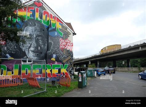 The M32 flyover in Eastville, Bristol showing the mural of local legend