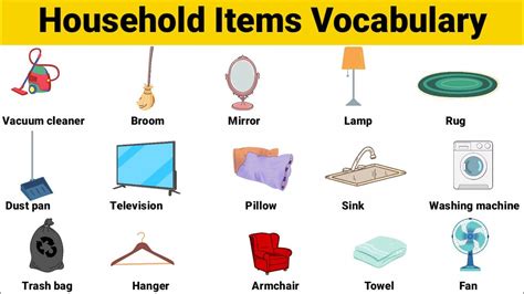 Furniture Names Household Items Vocabulary Youtube