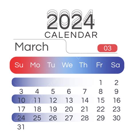 Calendário De 2024 Meses Março Gradiente Simples Png Dois Mil E Vinte