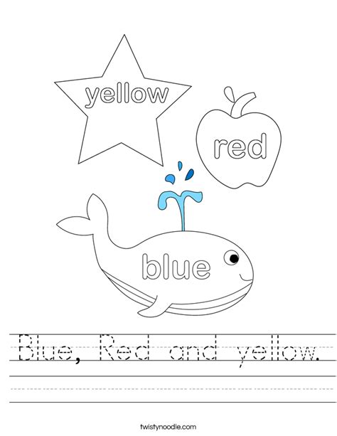 Blue Red And Yellow Worksheet Twisty Noodle