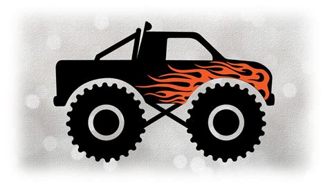 Carautomotive Clipart Simple Black Monster Truck Drawing With Orange