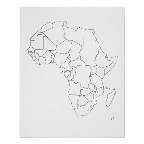 Africa Map Outline Poster Zazzle