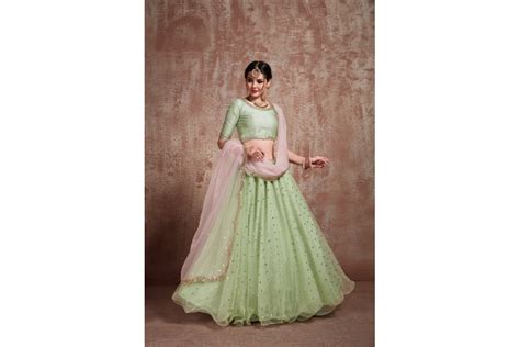 Buy Pista Green Net Sequins Wedding Lehenga In Uk Usa And Canada
