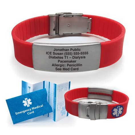 Custom Engraved Silicone Sport Medical Alert Id Bracelet Red