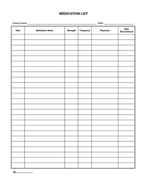 Free Fillable Medication Form Printable Forms Free Online