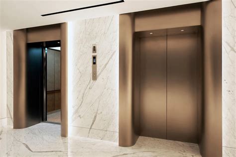 Elevator Doors In Fused Nickel Bronze With Seastone Finish Elevator