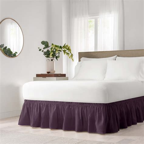 Easyfit Wrap Around Plum Solid Ruffled Bed Skirt Queen King