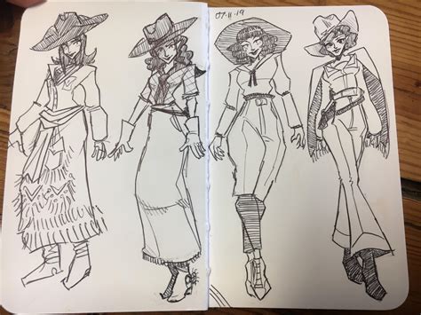 Oc ‘20s Cowgirl Outfit Sketches Rcharacterdrawing