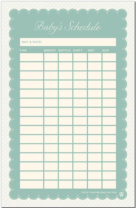 Free Printable Baby Schedule Chart