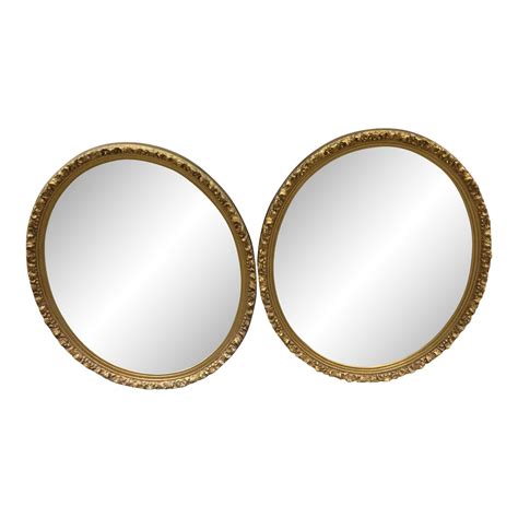 Vintage Gold Oval Mirrors A Pair Chairish