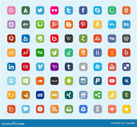 Social Media And Network Color Flat Icons Editorial Image