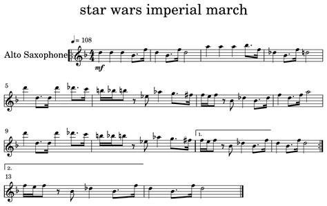 Image of star wars main theme tuba by john williams digital sheet music. star wars imperial march - Sheet music for Baritone Saxophone
