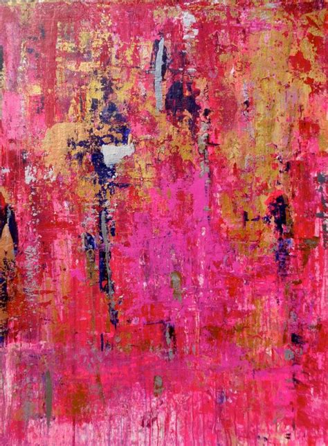 An Abstract Painting With Pink And Yellow Colors