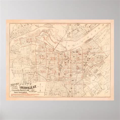 Vintage Map Of Louisville Ky 1879 Poster Zazzle