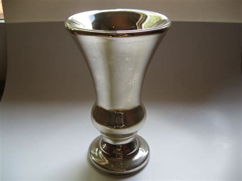 Large Vintage Silver Mercury Glass Vase From Midas On Ruby Lane