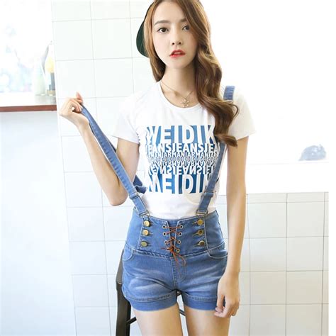 2017 Plus Size Korea Summer Lady Loose Ripped Denim Overalls Casual