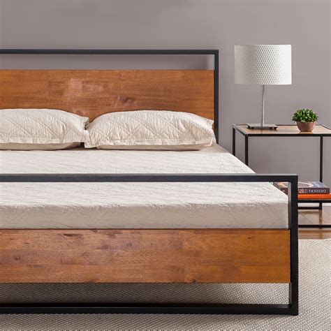 Zinus Suzanne 37 Metal And Wood Platform Bed With Headboard Full