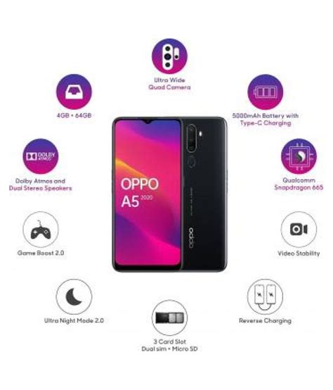 Oppo a5 2020 (mirror black, 64 gb) features and specifications include 4 gb ram, 64 gb rom, 5000 mah battery, 12 mp back camera and 8 mp front camera. 2021 Lowest Price Oppo A5 2020 (4gb Ram + 64gb) Price in ...