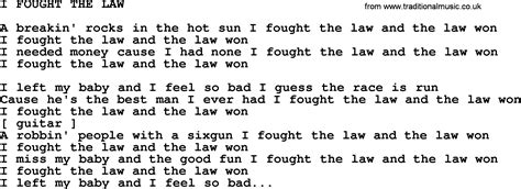 Kris Kristofferson Song I Fought The Lawtxt Lyrics And Chords