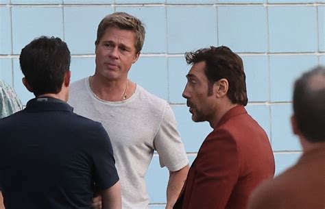 brad pitt and javier bardem spotted filming f1 racing movie at a laundromat in florida brad pitt