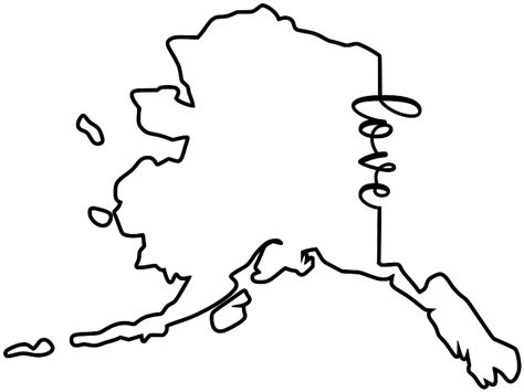 Alaska Map Outline Printable State Shape Stencil Pattern