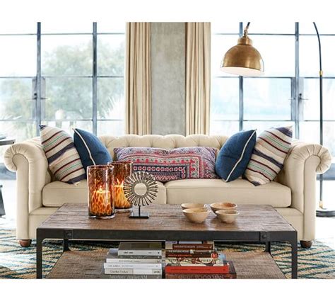 Big dipper arc floor lamp from cb2 — this is the lamp hanging over. Winslow Arc Sectional Floor Lamp | Pottery Barn