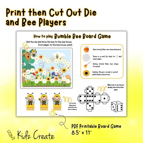 Board Game For Kids Printable Bumble Bee Board Game Etsy
