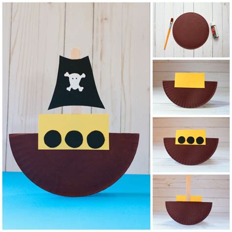 Rocking Paper Plate Pirate Boat Craft Boat Crafts Pirate Crafts