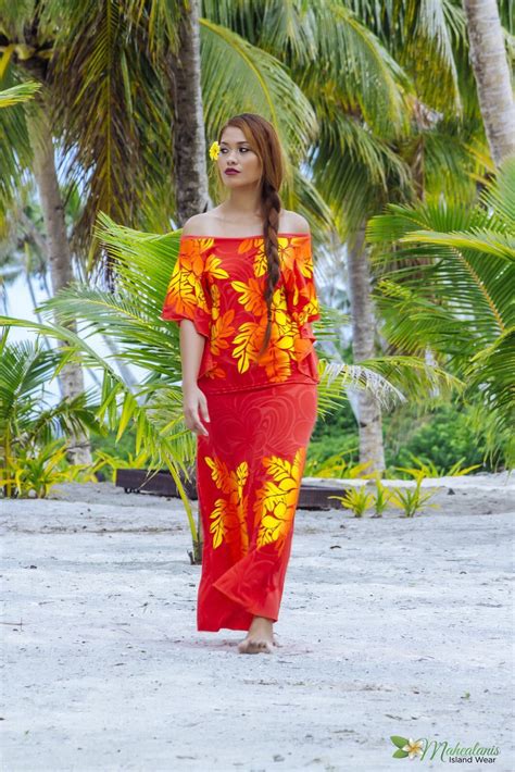Orange Yellow Hawaiian Wedding Dress Dress Hawaiian Style Island Wear