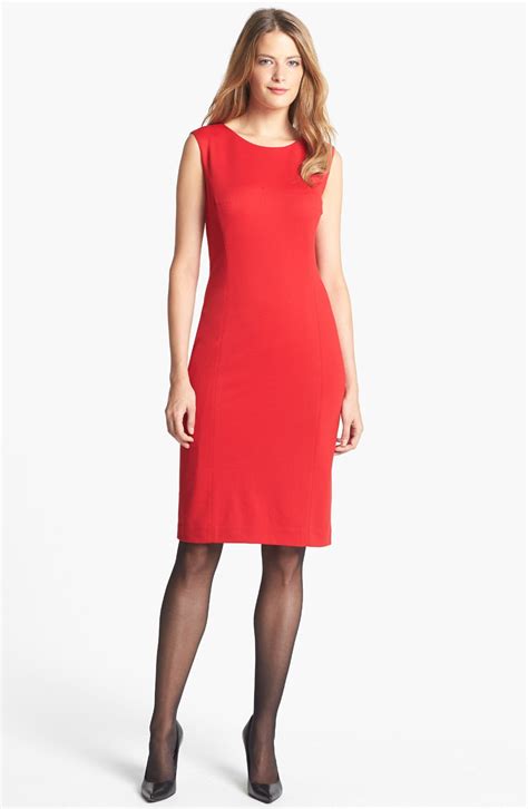 Jones New York Mallory Ponte Sheath Dress In Red Lyst