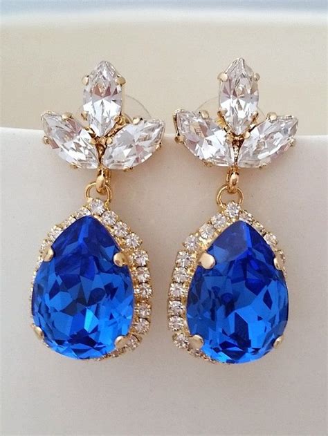Sapphire Blue Chandelier Earringsroyal Blue Earringsdrop Etsy Israel
