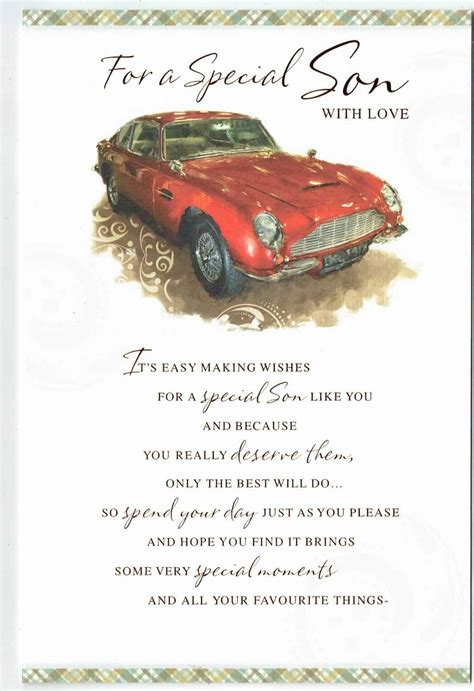 You wish him success in life, and while you don't say it quite enough, you're grateful for all that he is and thankful for all that he does. Son Birthday Card With Sentiment Verse 'For A Special Son ...