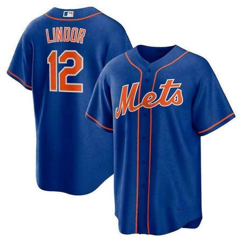 Mlb New York Mets Francisco Lindor 12 Blue Baseball Jersey Etsy