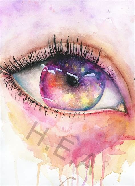 Abstract Watercolor Eye Painting Galaxy Watercolor Eye Etsy In 2021