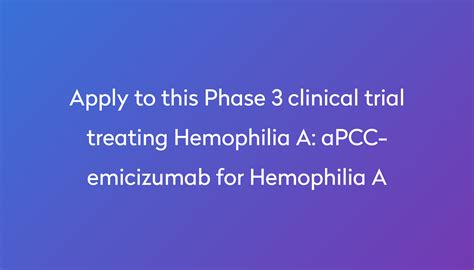 Apcc Emicizumab For Hemophilia A Clinical Trial 2023 Power