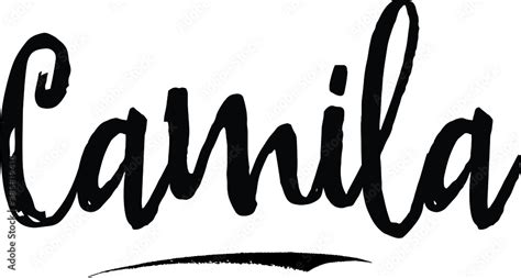 Camila Female Name Modern Brush Calligraphy On White Background Stock