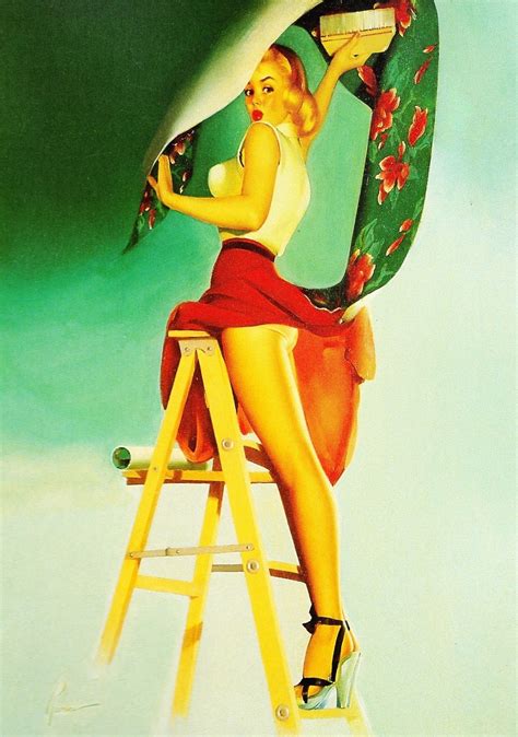 Sexy Painter Pin Up Girl Pop Art Propaganda Retro Vintage Kraft Poster