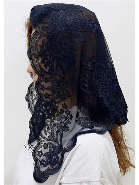 Chapel Catholic Veil Spanish Lace Mantilla Medium Rich Black