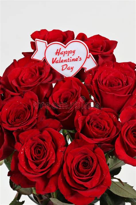 Valentines Day Roses Bouquet Of A Dozen Red Roses Decorated With Happy