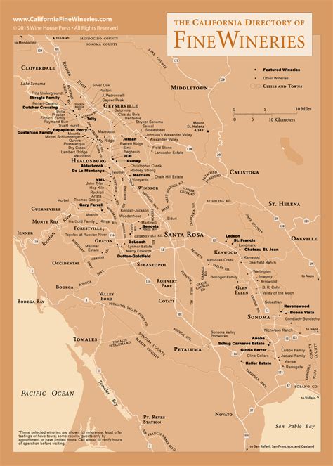 Sonoma County Map Of California Fine Wineries Sonoma County Wineries