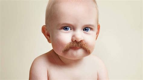 Funny Baby Face Blue Eyes Mustache White Background Hd Funny Baby Face