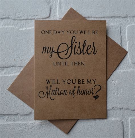 One Day You Will Be My Sister Bridesmaid Cards Sister Bridal Etsy