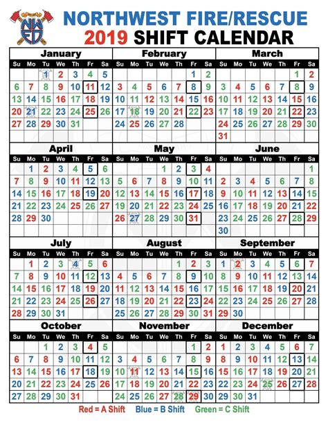 Fireman B Schedule Template Calendar Design