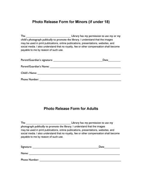 Photo Release Consent Form Template