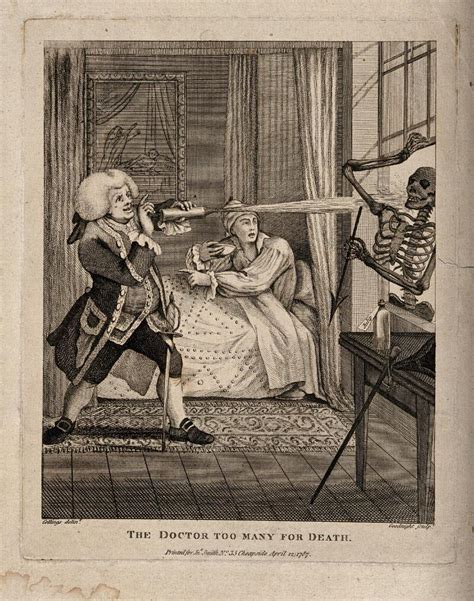 A Doctor Holding Death At Bay From His Patient Illustrated By Him
