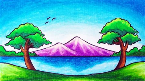 Lukisan Pemandangan Gunung Dan Laut