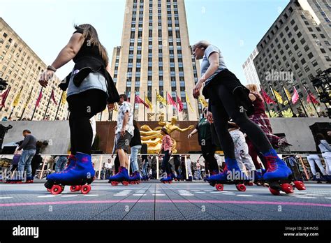 New York Usa 15th Apr 2022 People Roller Skate On Opening Day At