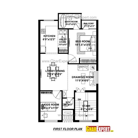House Plan For 23 Feet By 60 Feet Plot Plot Size 153 Square Yards